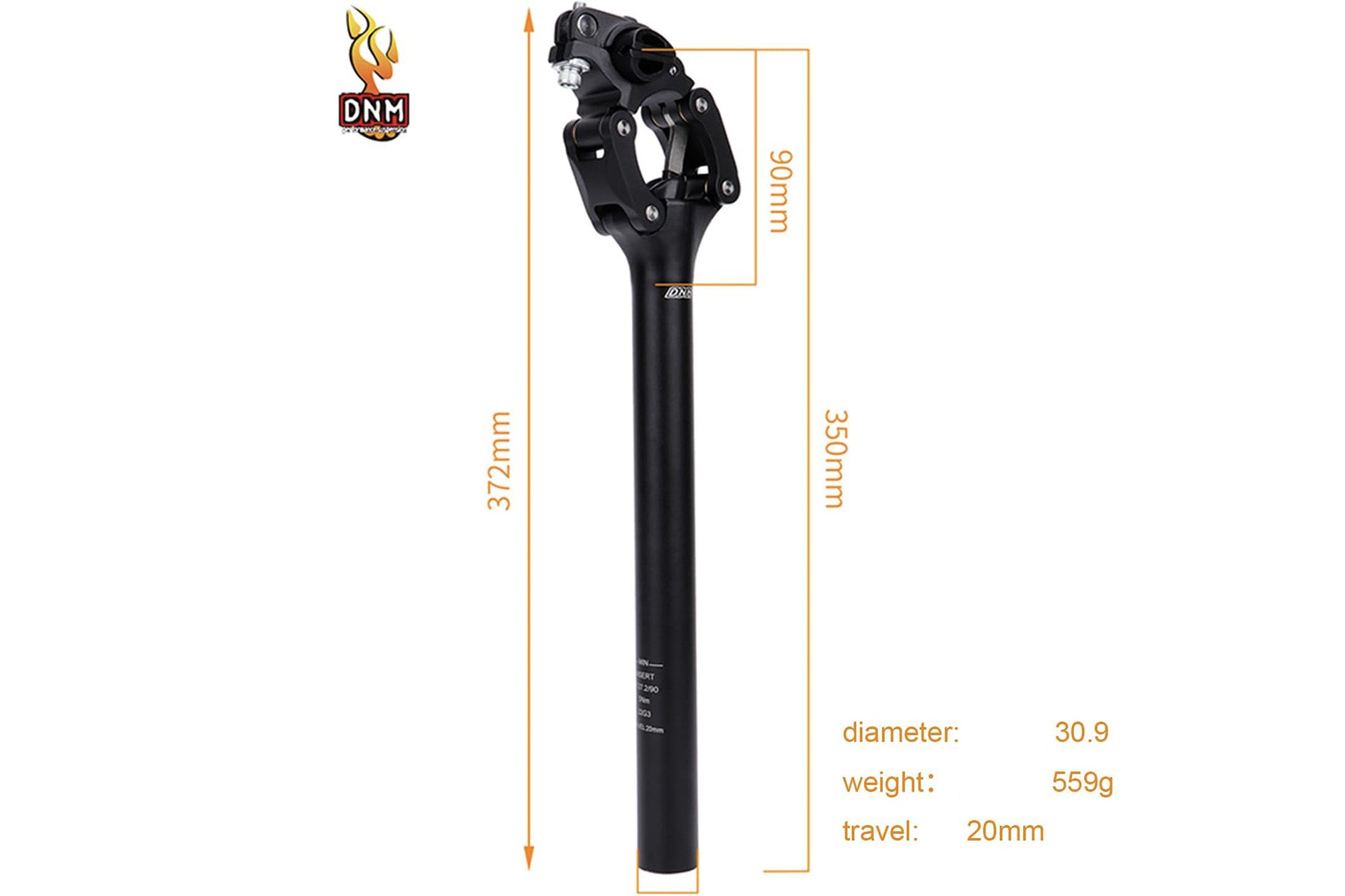 Tige de selle à suspension DNM 30,9 mm