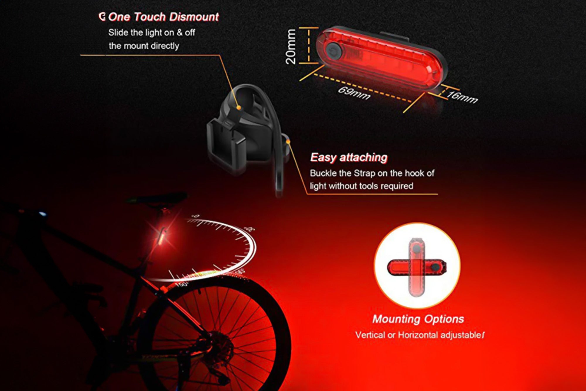 Éclairage avant et arrière rechargeable par USB