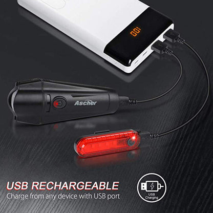 Éclairage avant et arrière rechargeable par USB